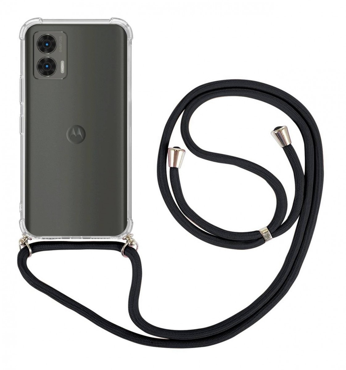 Levně Kryt TopQ Motorola Moto G73 s černou šňůrkou průhledný 98165 (pouzdro neboli obal na mobil Motorola Moto G73)