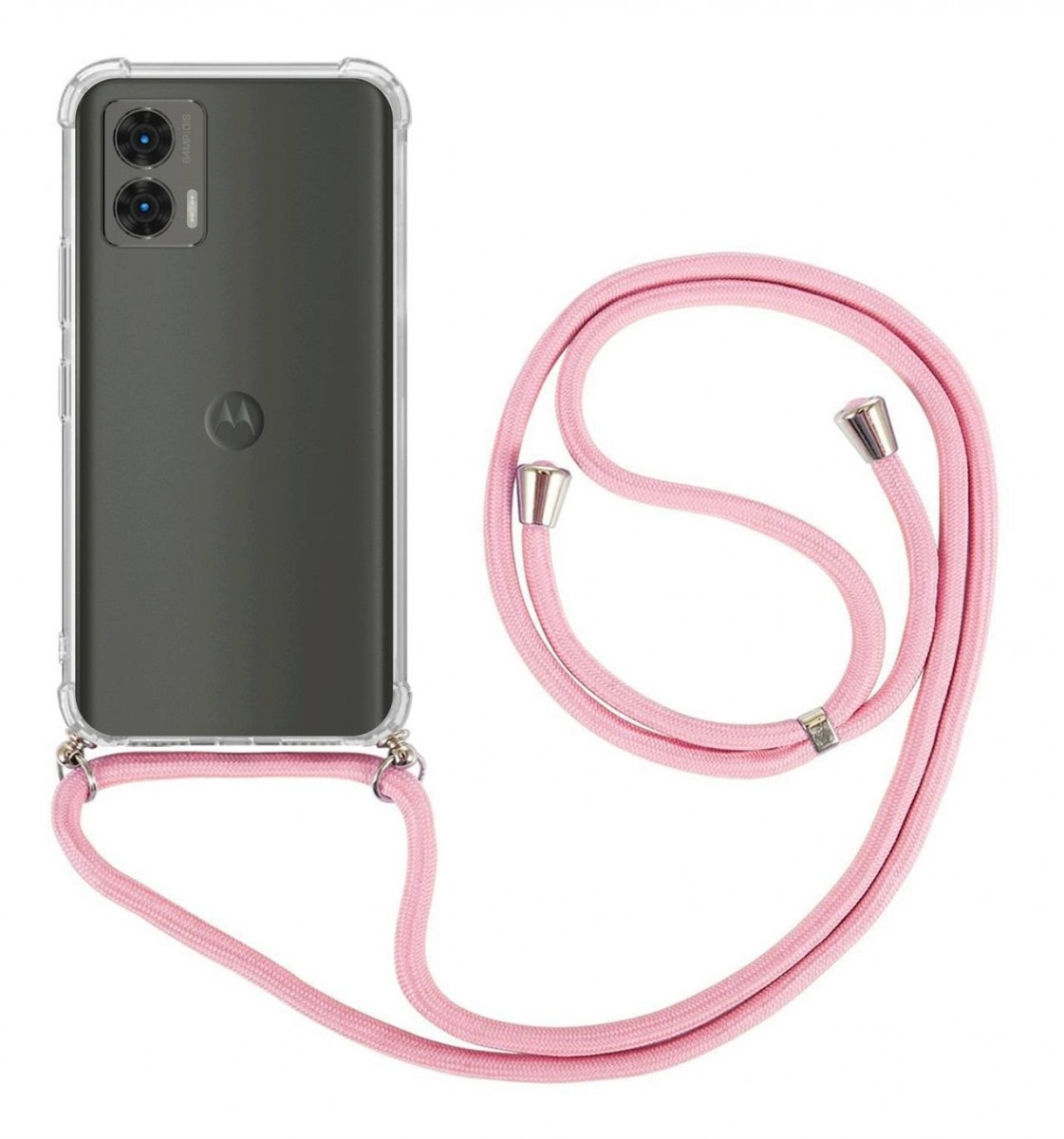 Levně Kryt TopQ Motorola Moto G73 s růžovou šňůrkou průhledný 98166 (pouzdro neboli obal na mobil Motorola Moto G73)