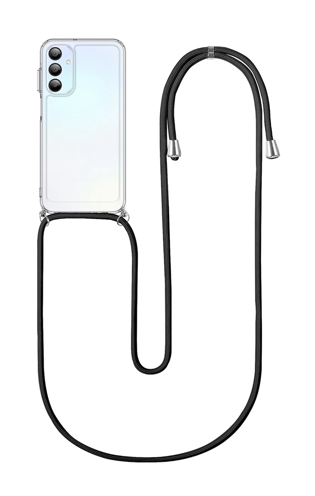 Zadní kryt na Samsung A15 s černou šňůrkou průhledný 