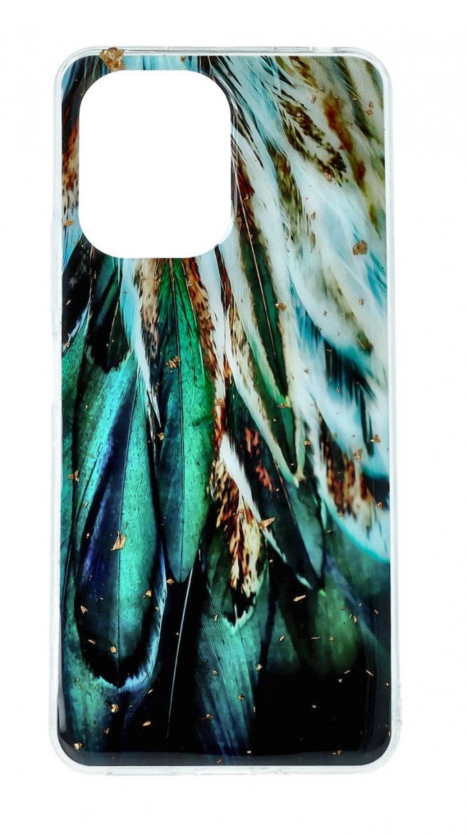 Levně Kryt TopQ Gold Glam Xiaomi Redmi 13C Feathers 128188 (obal neboli obal na mobil Xiaomi Redmi 13C)