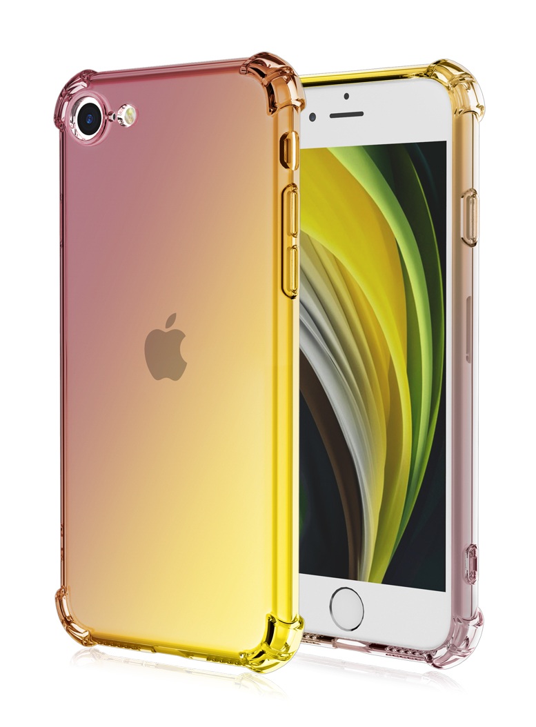Zadní kryt na iPhone 16e Shock duhový purpurovo-žlutý