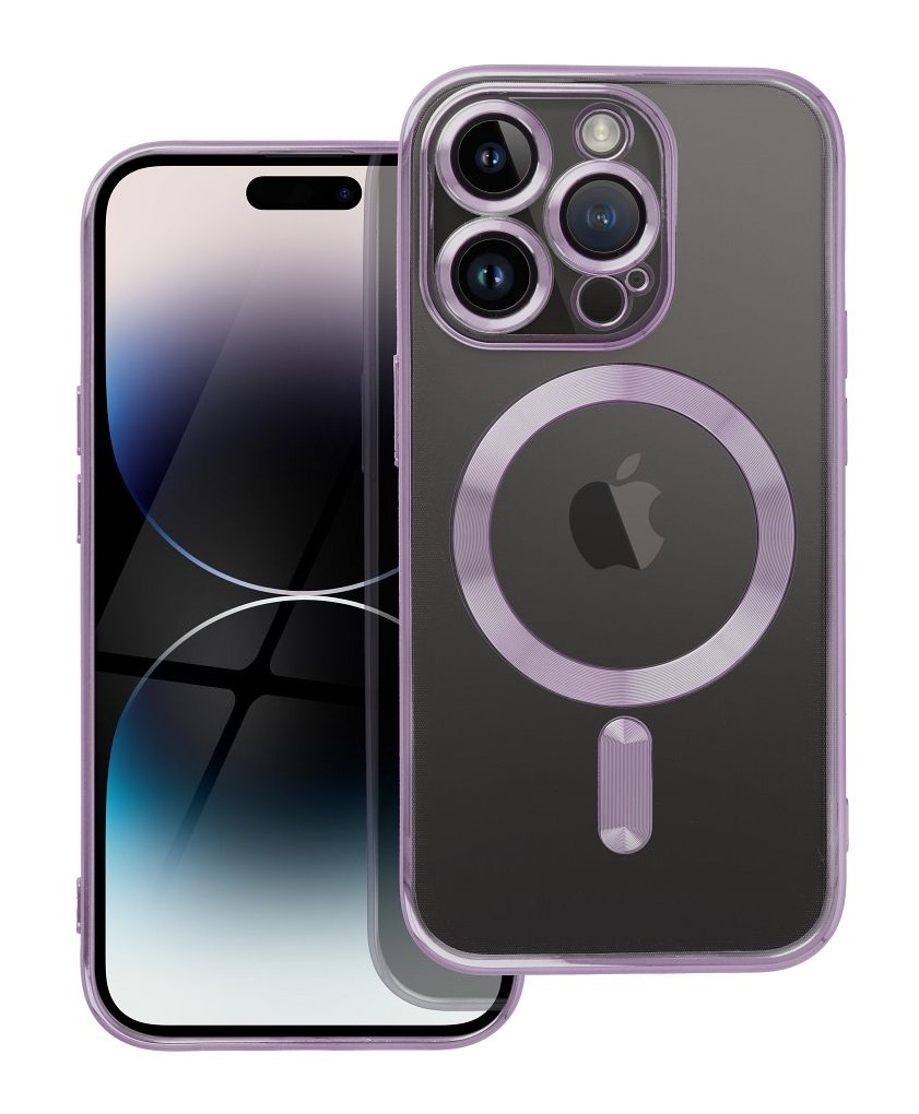 Zadní kryt Electro na iPhone 14 Pro MagSafe s fialovým rámečkem