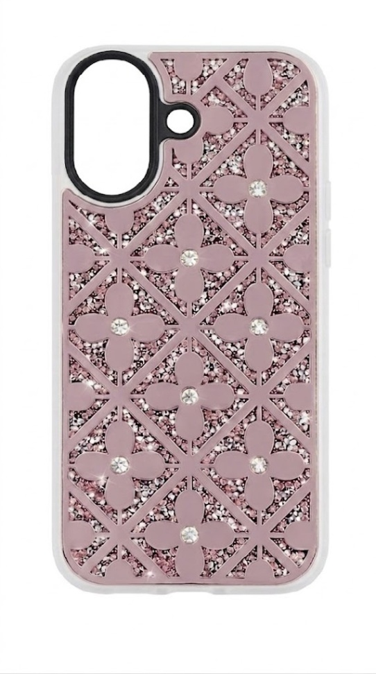 Zadní kryt Flower pro iPhone 16 růžový