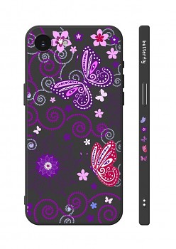 Zadní kryt Design na iPhone 16e Fialoví motýlci černý