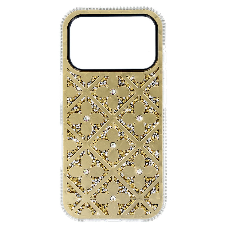 Zadní kryt Flower pro iPhone 17 Pro zlatý