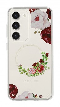 Zadní kryt Flower na Samsung S23 s červenými květy 