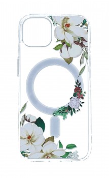 Zadní kryt Flower na iPhone 13 MagSafe s bílými květy