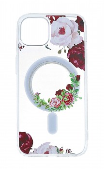 Zadní kryt Flower na iPhone 14 MagSafe s červenými květy