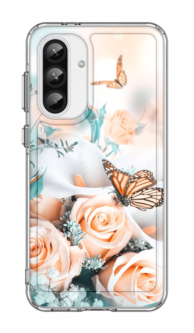 Levně Kryt TopQ Image Samsung A56 pevný Růže s motýlem 138531 (pouzdro neboli obal na mobil Samsung A56)