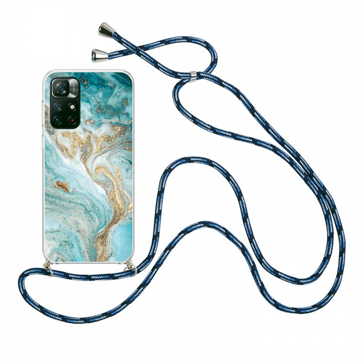 Zadní kryt Marble na Xiaomi Redmi Note 11S tyrkysový se šňůrkou