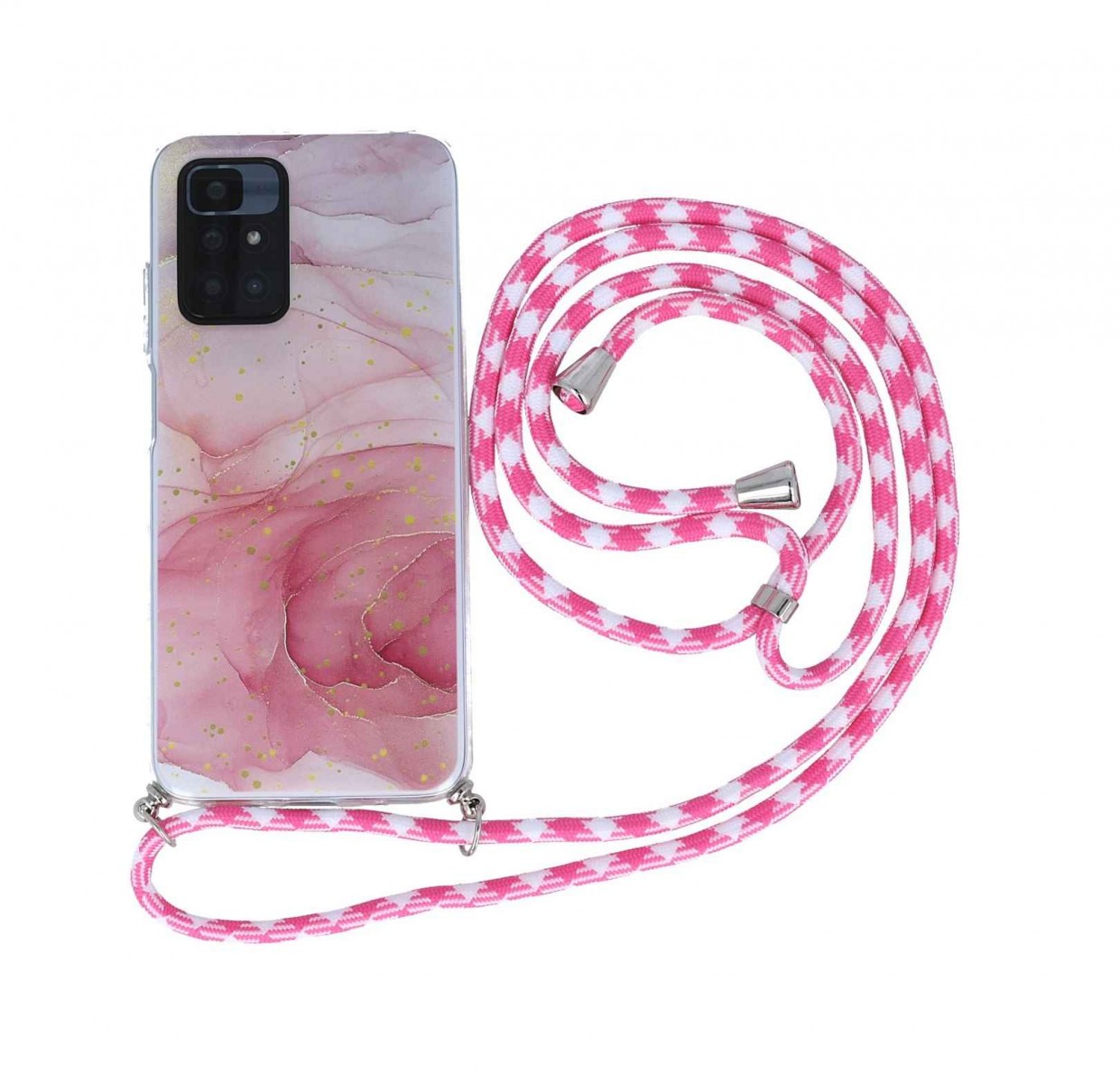 Zadní kryt Marble na Xiaomi Redmi 10 růžový se šňůrkou