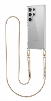 Zadní kryt Esthetique na Samsung S26 Ultra s béžovou šňůrkou průhledný