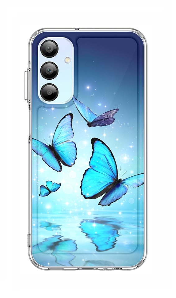Zadní pevný kryt Image na Samsung A15 Modří motýlci