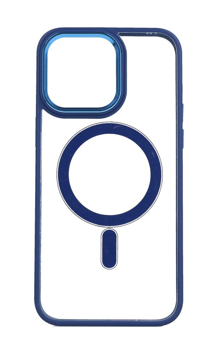 Levně Kryt TopQ Magnetic iPhone 14 Pro pevný s modrým rámečkem 108759 (pouzdro neboli obal na mobil iPhone 14 Pro)