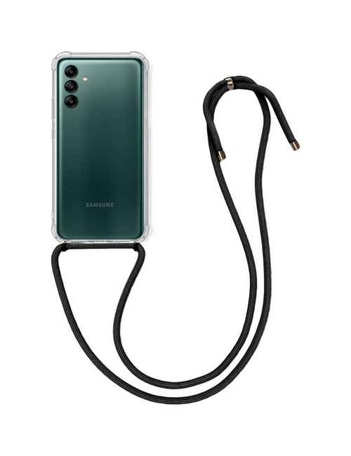 Zadní kryt na Samsung A04s s černou šňůrkou průhledný