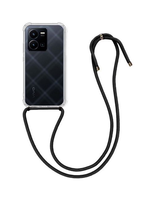 Zadní kryt na Vivo X80 Lite s černou šňůrkou průhledný