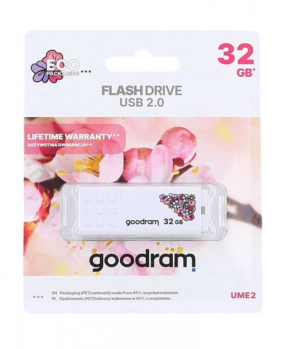 Flash disk GOODRAM UME2 32GB bílý s květy