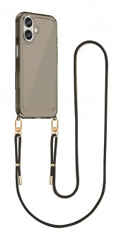 Zadní kryt Esthetique na iPhone 16 s černou šňůrkou tmavý