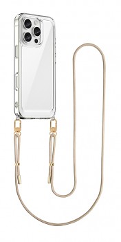 Zadní kryt Esthetique na iPhone 16 Pro s béžovou šňůrkou průhledný