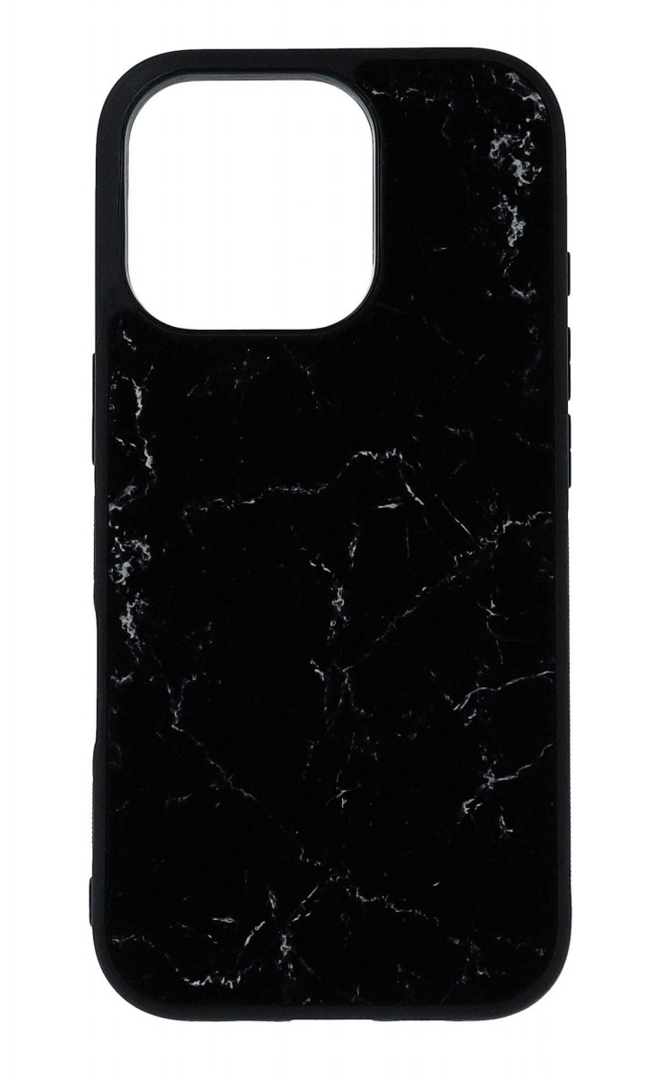 Zadní pevný kryt Marble na iPhone 16 Pro Smoky Black