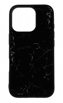 Zadní pevný kryt Marble na iPhone 16 Pro Smoky Black