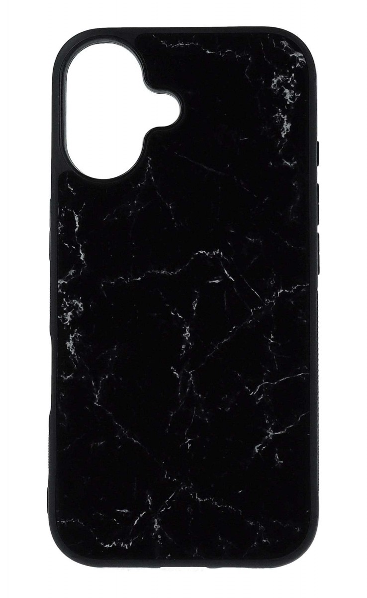 Zadní pevný kryt Marble na iPhone 16 Smoky Black
