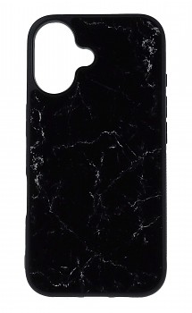 Zadní pevný kryt Marble na iPhone 16 Smoky Black