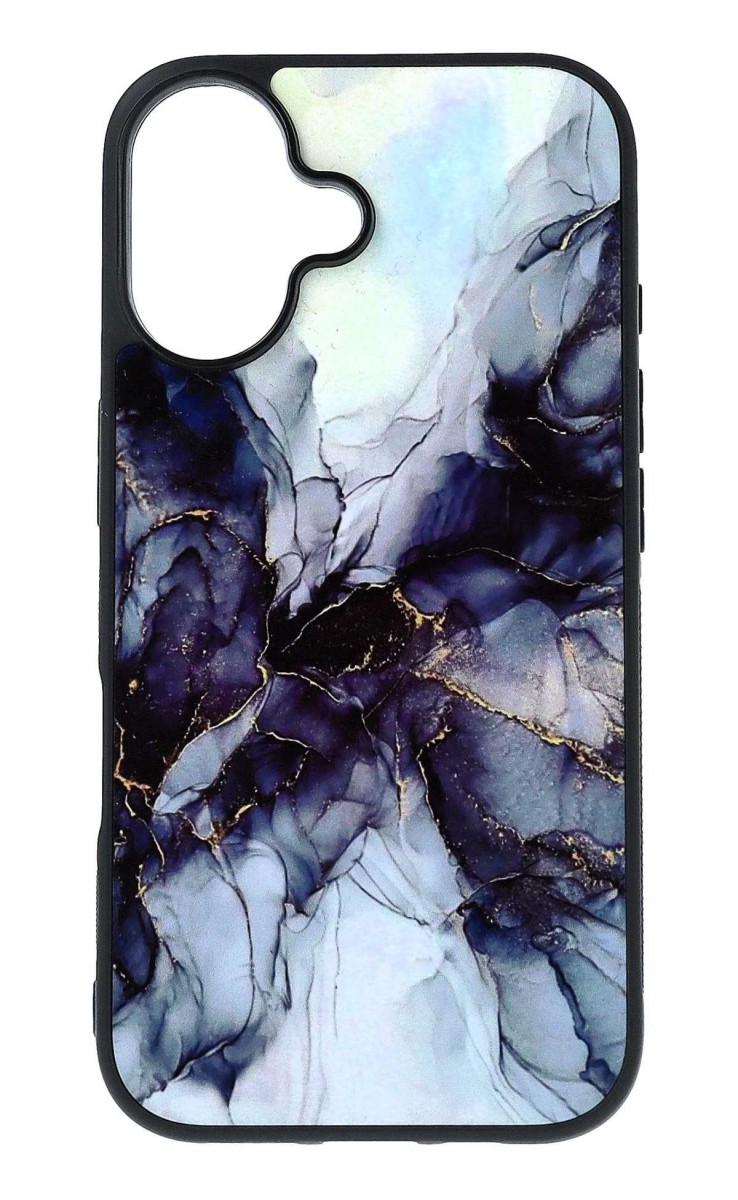 Zadní pevný kryt Marble na iPhone 16 Smoky Blue