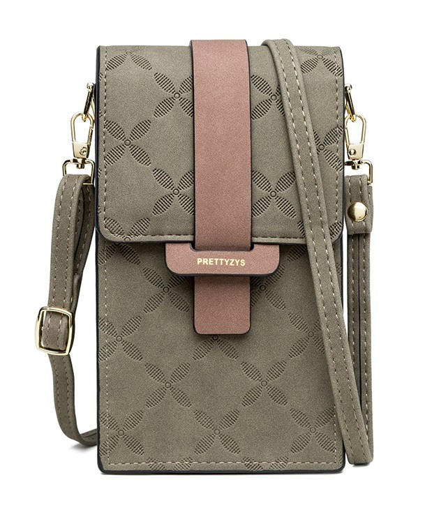 Levně Kabelka TopQ Emboss na mobil s popruhem khaki 129261