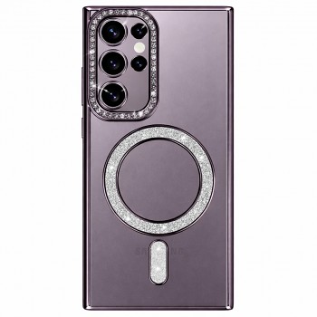 Zadní kryt Bling Magsafe pro Samsung Galaxy S26 Ultra fialový