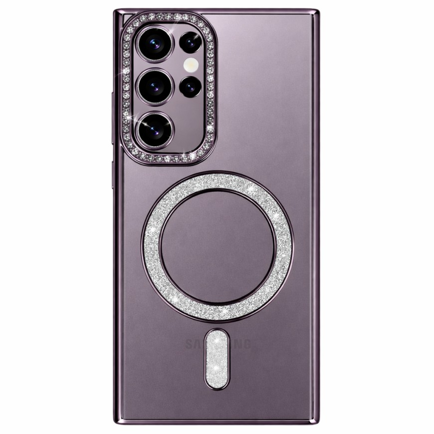 Zadní kryt Bling Magsafe pro Samsung Galaxy S26 Ultra fialový