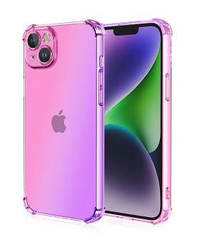 Zadní kryt na iPhone 15 Shock duhový růžovo-fialový