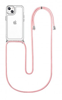 Zadní silikonový kryt na iPhone 11 s růžovou šňůrkou průhledný