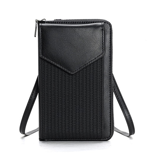 Kabelka na mobil Twill s popruhem černá