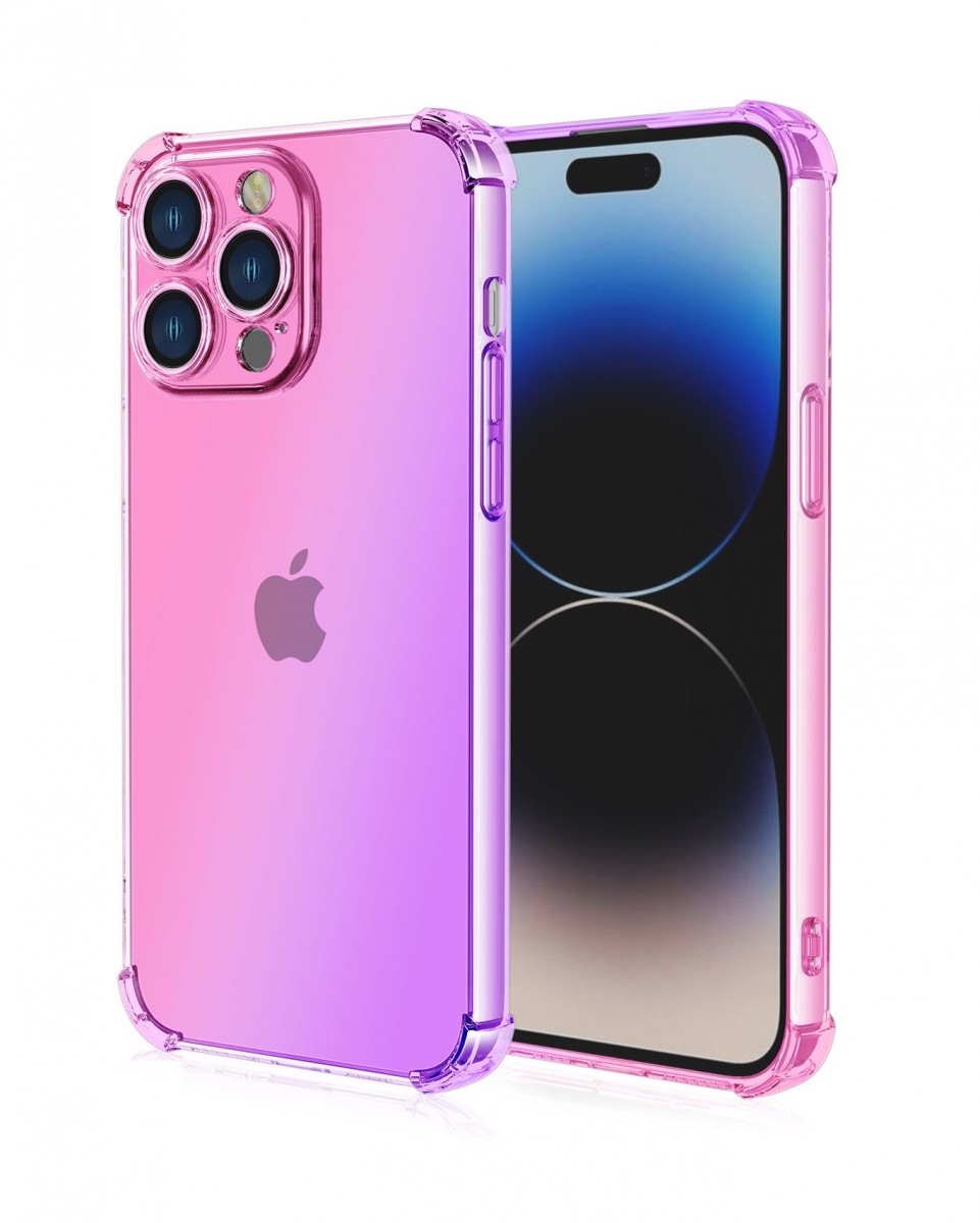 Zadní kryt na iPhone 15 Pro Shock duhový růžovo-fialový