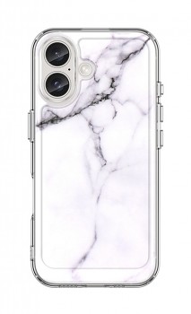 Zadní pevný kryt na iPhone 16 Mramor bílý