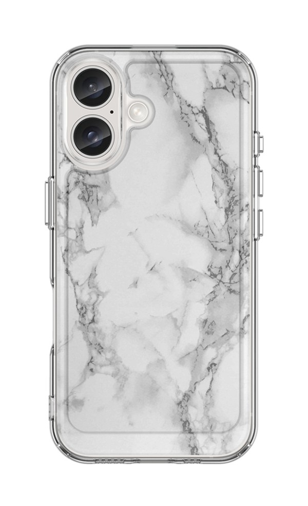 Zadní pevný kryt STYLE na iPhone 16 Mramor bílý