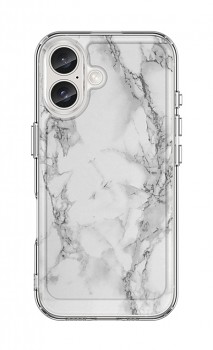 Zadní pevný kryt STYLE na iPhone 16 Mramor bílý