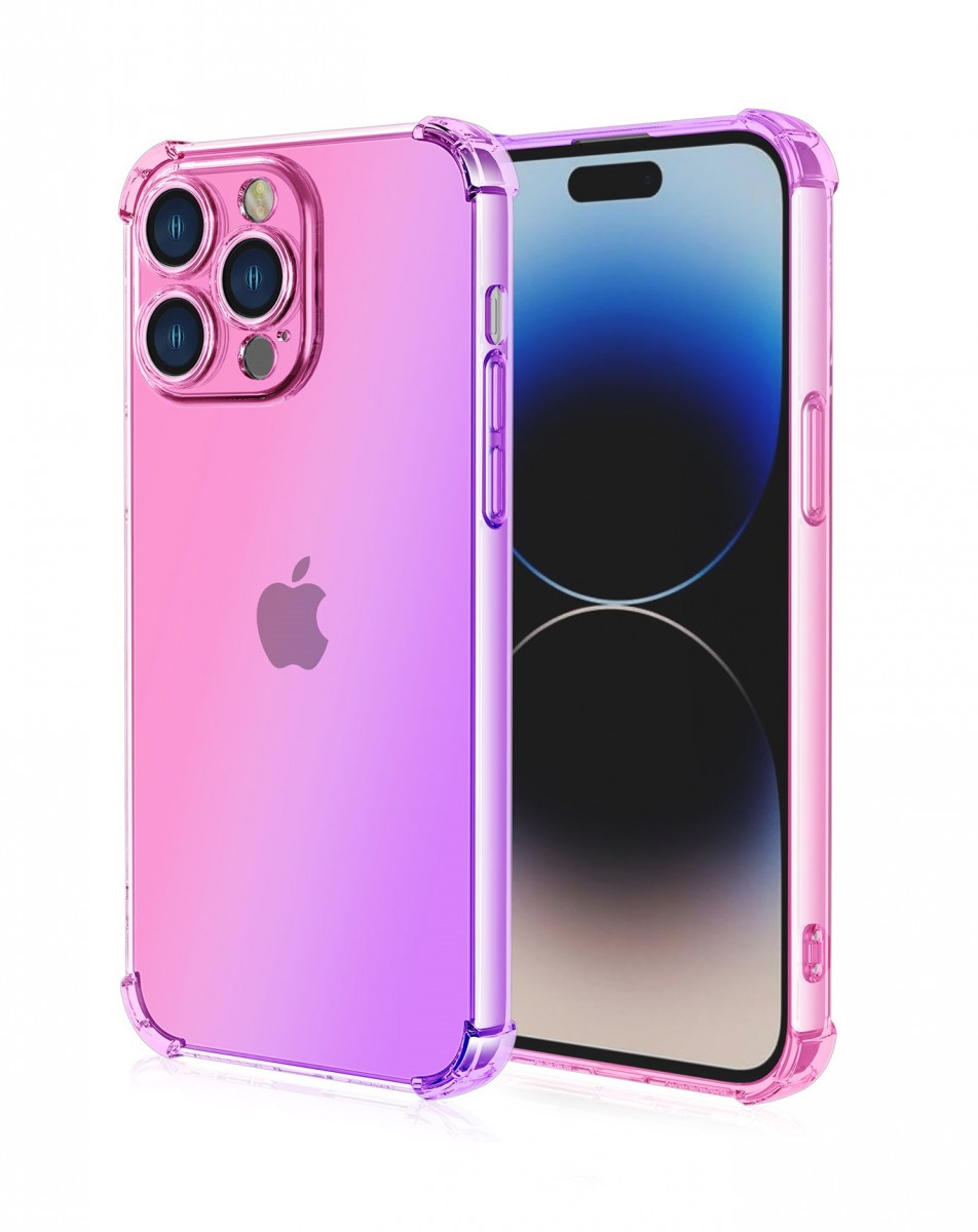 Levně Kryt TopQ iPhone 15 Pro Max Shock duhový růžovo-fialový 99705 (pouzdro neboli obal na mobil iPhone 15 Pro Max)