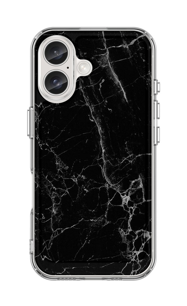 Zadní pevný kryt STYLE na iPhone 16 Mramor černý