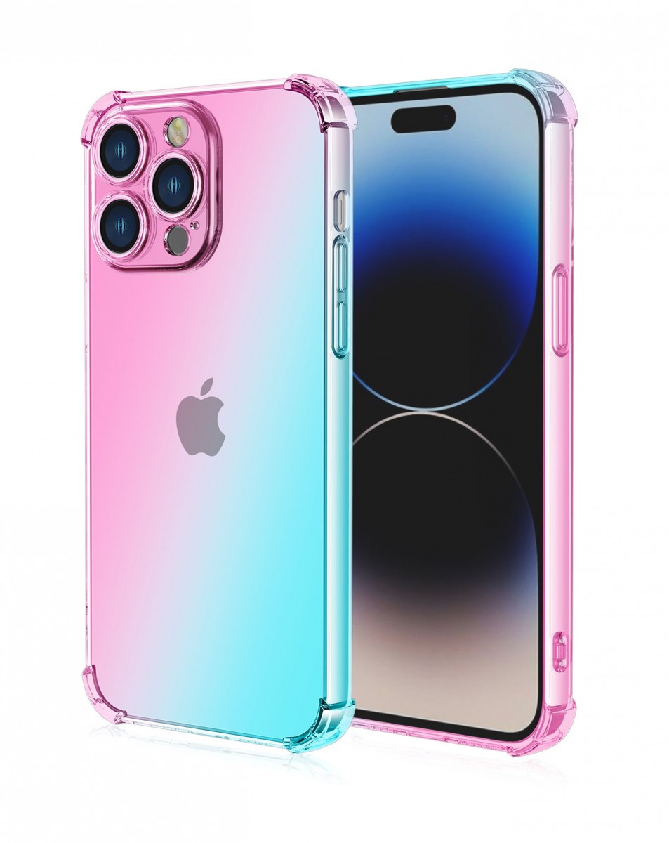 Levně Kryt TopQ iPhone 15 Pro Max Shock duhový mentolovo-růžový 99707 (pouzdro neboli obal na mobil iPhone 15 Pro Max)