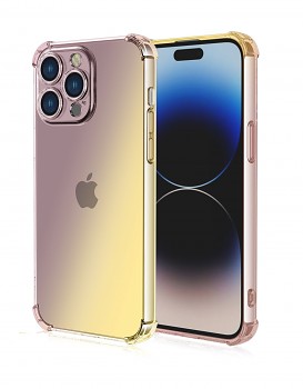 Zadní kryt na iPhone 15 Pro Max Shock duhový purpurovo-žlutý