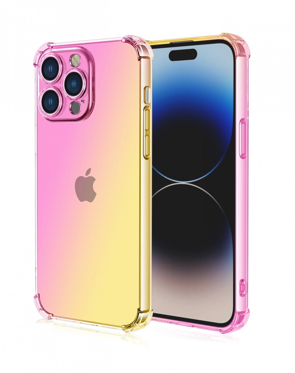 Levně Kryt TopQ iPhone 15 Pro Max Shock duhový růžovo-žlutý 99710 (pouzdro neboli obal na mobil iPhone 15 Pro Max)