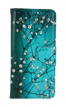 Knížkové pouzdro na iPhone SE 2020 Modré s květy