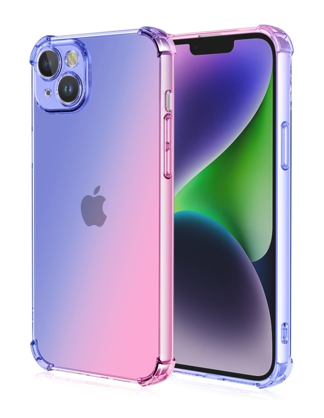 Levně Kryt TopQ iPhone 13 Shock duhový modro-růžový 109772 (pouzdro neboli obal na mobil iPhone 13)
