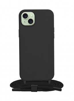 Zadní kryt Techsuit na iPhone 15 Plus černý se šňůrkou