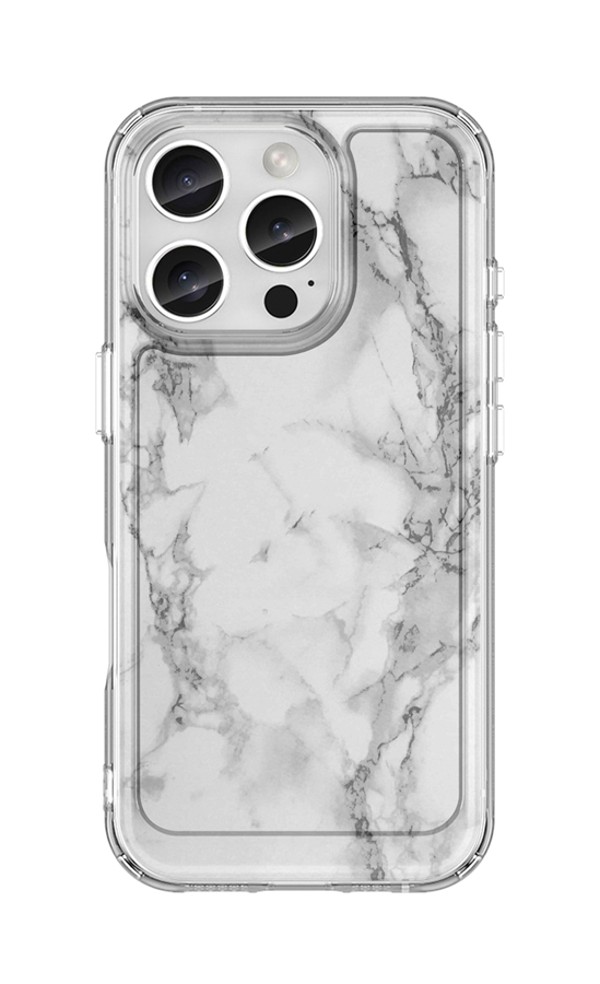 Zadní pevný kryt STYLE na iPhone 16 Pro Mramor bílý