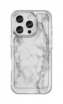 Zadní pevný kryt STYLE na iPhone 16 Pro Mramor bílý