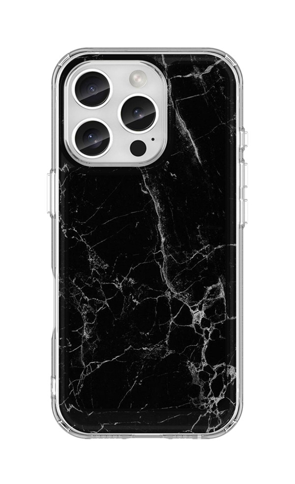 Zadní pevný kryt STYLE na iPhone 16 Pro Mramor černý
