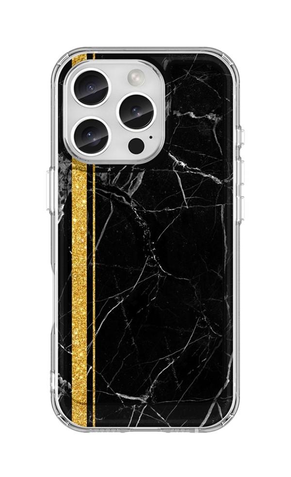 Levně Kryt STYLE TopQ iPhone 16 Pro pevný Mramor černo-zlatý 129880 (pouzdro neboli obal na mobil iPhone 16 Pro)